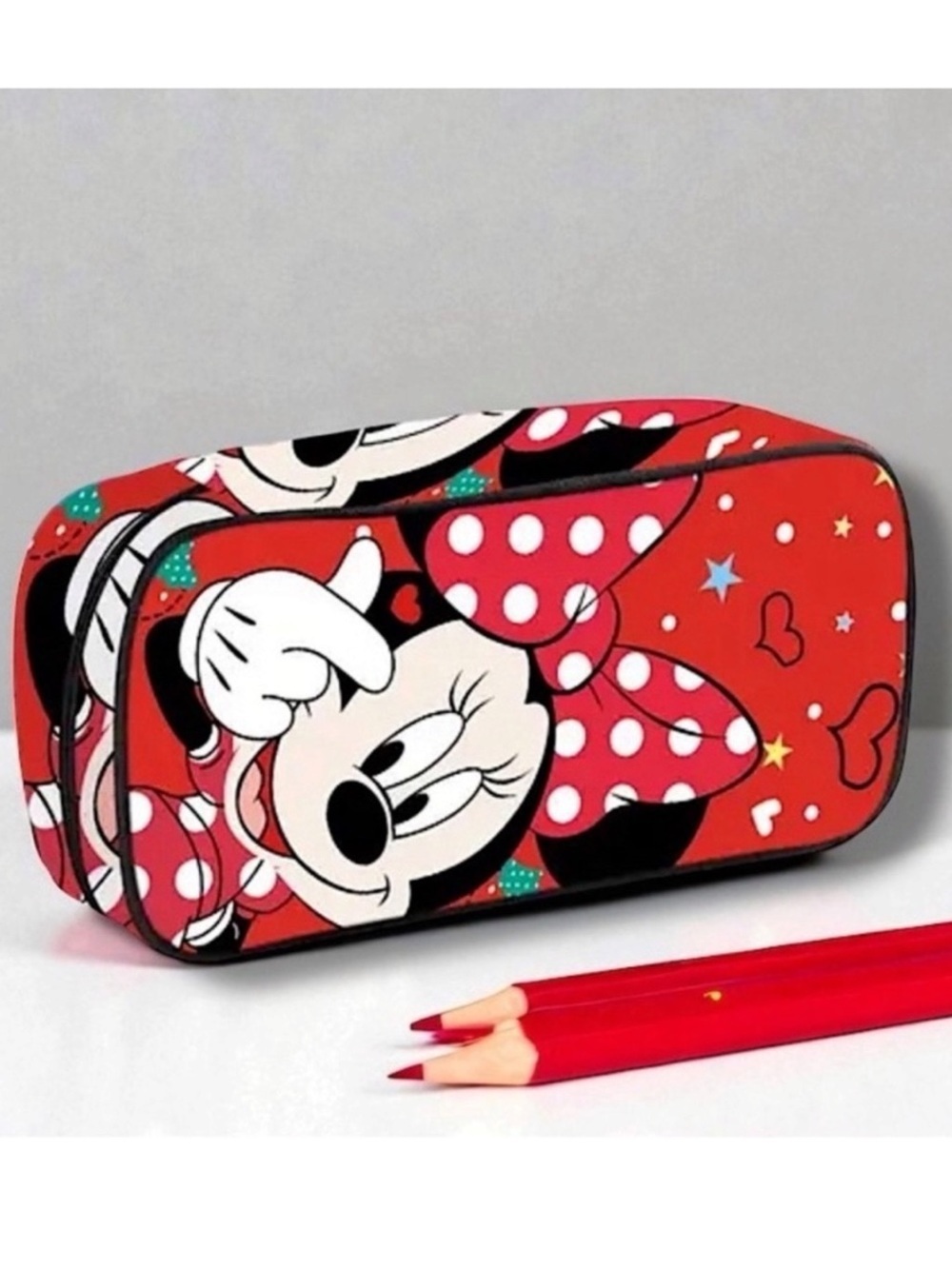Disney Minnie Mouse Red White Pen Pencil Case Multipurpose Storage Case NEW